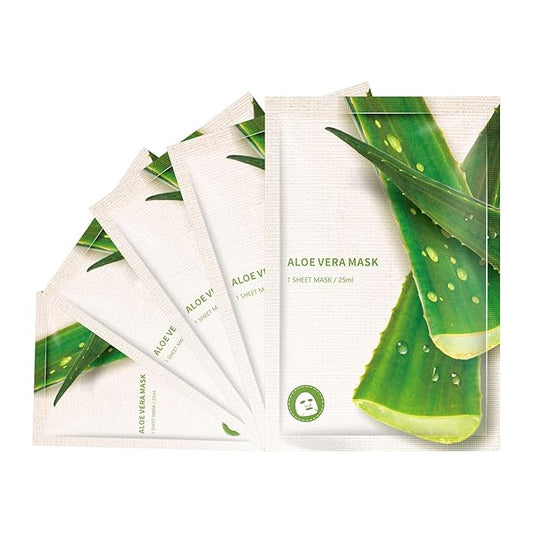 Aloe Facial Mask for Women,Hydrating Face Mask Sheet Home SPA,Moisturizing Face Sheet Mask for Dry,Oily,Sensitive Skin 25ml（5Pack）
