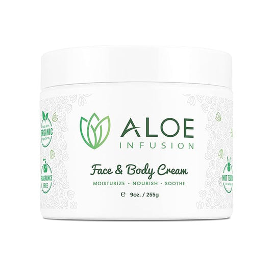 Aloe Infusion Aloe Vera Face & Body Cream – Natural Moisturizer for Dry, Sensitive & Irritated Skin – Hydrating, Non-Greasy Lotion with Shea Butter & Manuka Honey – After-Sun Care & Eczema Cream