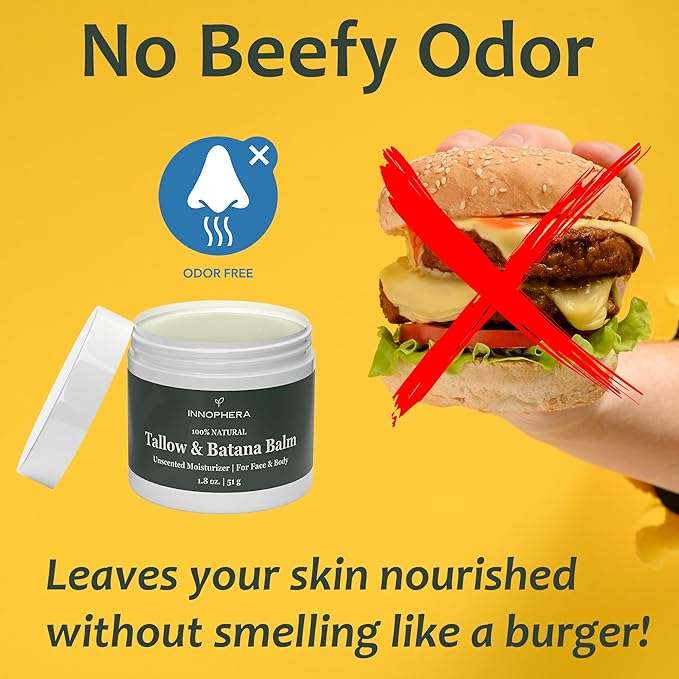 Beef Tallow Balm for Skin Care ‒ With Batana Oil from Honduras ‒ 100% Natural Moisturizer for Sensitive Skin, Face, and Body ‒ Unscented ‒ 1.8 oz.