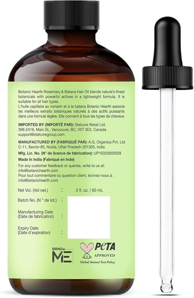 Botanic Hearth 100% Pure Rosemary Batana Oil For Hair Growth | Hair Oil Repairs Dry Damaged Hair, Strengthening, Healthier - Hair Tonic, 2 fl oz