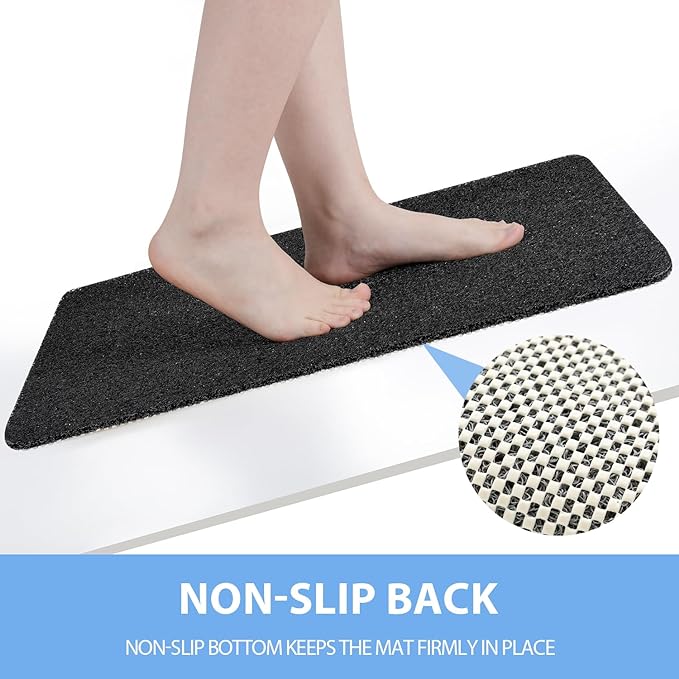 Non-Slip Bathtub Mat, 2 Pack Anti Slip Shower Mat, Fast Drying Bathtub Mats, Foot Scrubber Mat, Anti Slip Mat for Tub, Floor, Bathroom, Kitchen, Home, Hotel (Black 24"×16"+24"×16")