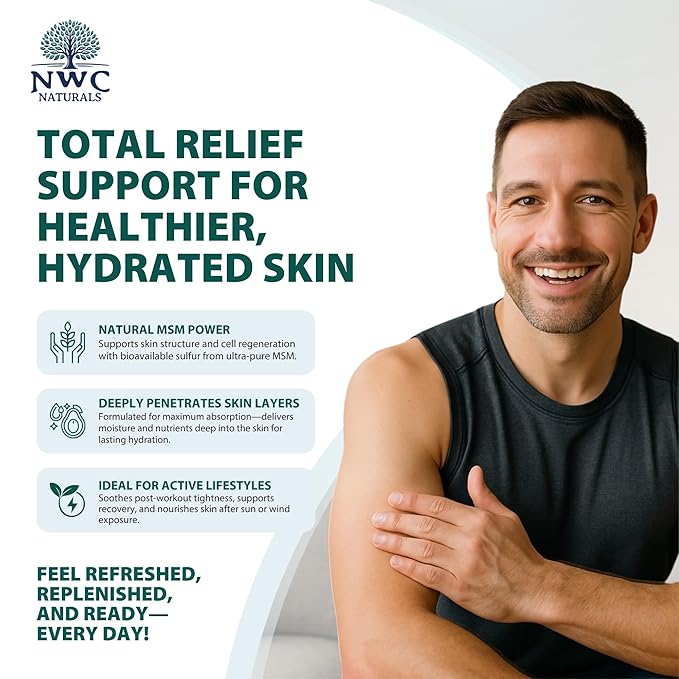 NWC Naturals Ultra-Pure MSM Lotion, All Natural, Hypoallergenic, Extra-Healing, Nourishing Body Lotion 32 Ounces