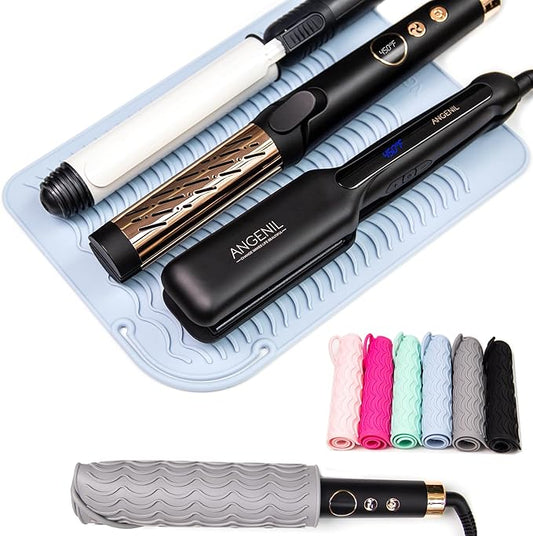 ANGENIL Large Heat Resistant Silicone Mat for Curling Iron, Flat Iron, Hair Straightener and Craft Glue Guns