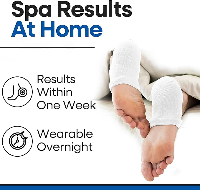 Moisturizing Socks for Mens Cracked Heels - Moisturizer Heel Sleeves to Smooth & Soften Rough Cracked Heels & Dry Feet. Large Aloe Moisturizing Heel Socks (White - 3 Pairs, Large)