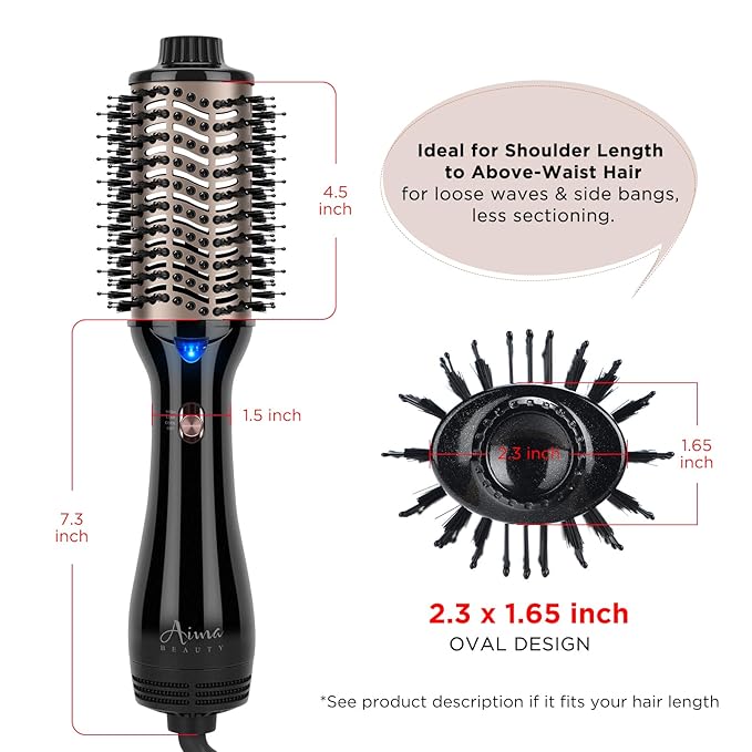 One Step Hair Dryer & Volumizing Hot Air Brush, Blow Dryer, Ceramic Straightener, Curler & Hot Comb 4 in 1 Salon Ionic Brush, Hair Styling Tools, Black