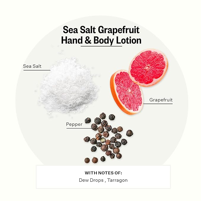 APOTHEKE Scented Hand & Body Lotion, Sea Salt Grapefruit - 10 Fl Oz Nourishing Body Moisturizer Cream for Dry Skin - Gentle Daily Skincare for Men & Women with Natural Ingredients, All Skin Types