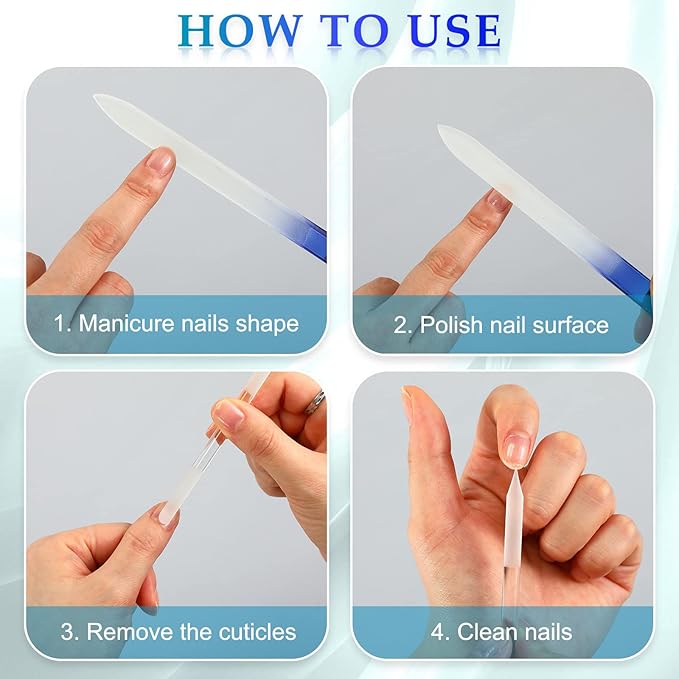 6 Pcs Glass Nail File and Nail Shiner Set Manicure Pedicure Glass File Buffer Cuticle Trimmer Nano Finger Nano Foot Scrubber Callus Remover Foot Care Pedicure Fingernails Toenail