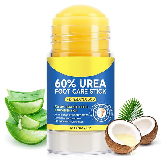 60% Urea with 2% Salicylic Acid Urea Foot Care Stick, 60% urea foot cream for Feet Maximum Strength, Foot Cream Moisturizer for Dry Cracked Feet, Knees, Elbows, Hands, Moisturise & Soften Skin (40G)