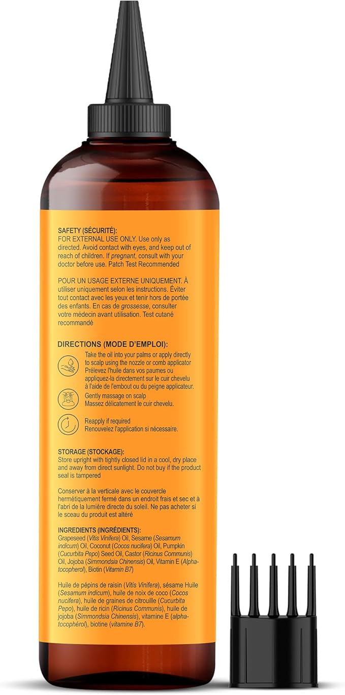Botanic Hearth 100% Pure Pumpkin Castor Oil for Hair Growth | Infused with Pumpkin, Castor, Biotin | Hair Oil Repairs Dry Damaged Hair, Strengthening, Healthier - Hair Tonic, 6.7 fl oz