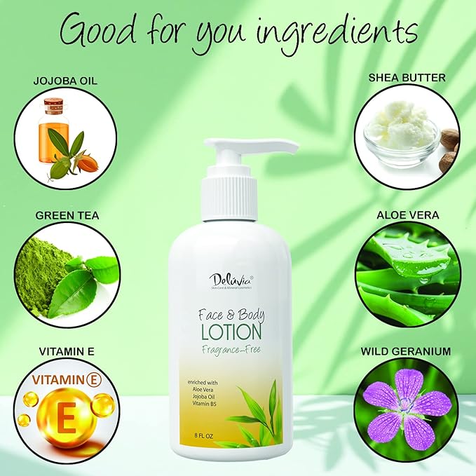Deluvia Moisturizing Body Lotion & Face Lotion, Organic Aloe Vera, Shea Butter, Organic Jojoba Oil, Vitamin E & B5. Daily Skin Moisturizing Lotion For Dry Skin, Great For All Skin Types. - 2 Pack