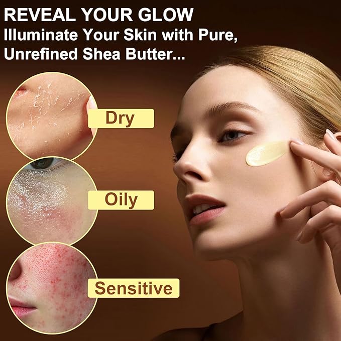 Raw & Unrefined Shea Butter for Body, Face & Hair, Pure Shea Butter with vitamins A, E & F, Long-Lasting Hydration for Dry Skin, Hair Care, DIY Lip Balm, Natural Moisturizer