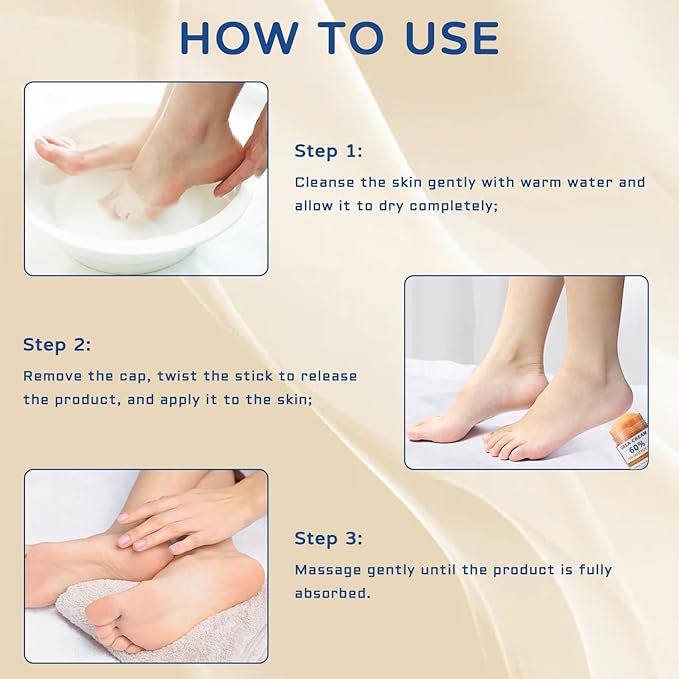 2.65 oz - 60% Urea with 2% Salicylic Acid Foot Hand Cream Stick - for Calluses Dry Hands, Elbows, Knees, Feet & Heels, 60 Percent Urea Lotion for Feet Maximum Strength - Hydrates & Softens Dry Skin