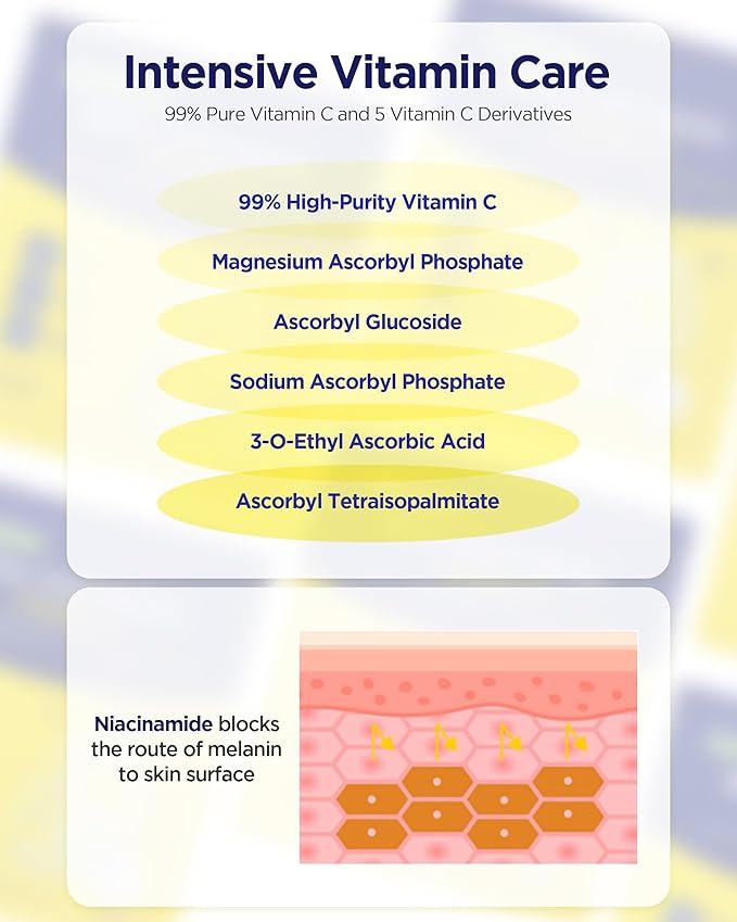 CKD Vita C Teca Blemish Shot Mask - Hydrogel Firming Face Mask Sheet with Pure Vitamin C & Centella Asiatica, Radiance, Relief for Dark Spots & Blemishes, 5 sheets