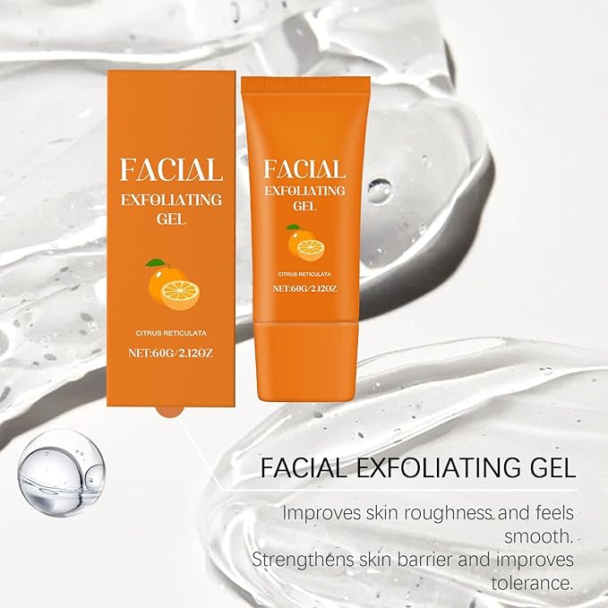 2Pcs Facial Exfoliating Gel, Orange Enzyme Hydrating Facial Scrub, Deep Cleansing Moisturizing Orange Peeling Gel, Remove Blackheads, Rejuvenating Skin Repair(60g)