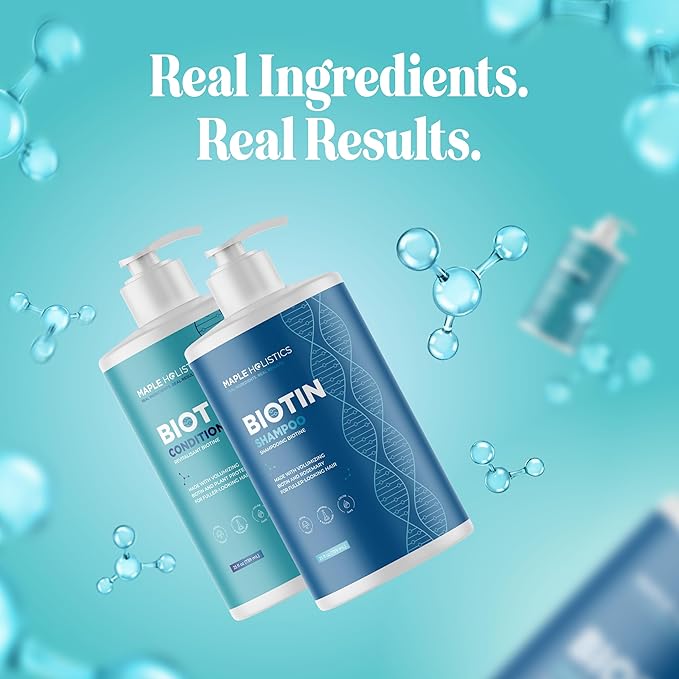 Rosemary Biotin Shampoo and Conditioner Set - Volumizing Shampoo and Conditioner for Thinning Hair for Women & Men with Nourishing B Vitamins - Color Safe Sulfate Paraben & Silicone Free (25 Fl Oz)