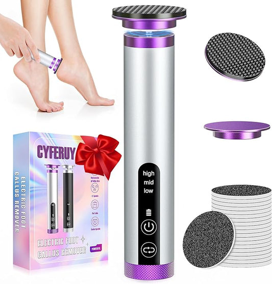 Electric Foot Callus Remover with Nano-Glass Head, Rechargeable Electric Foot File with Upgraded Powerful Metal Gear Motor, Premium Aluminum Cordless Callus Remover for Feet, Gifts for Men Women