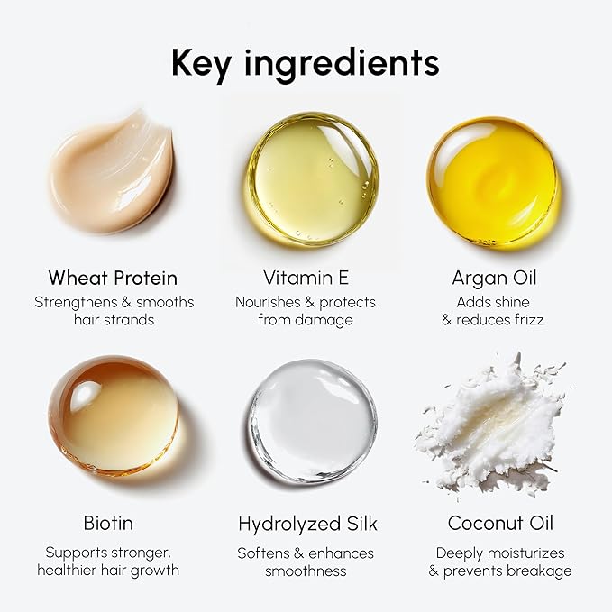 MAREE Hair Oil for Frizzy Hair with Argan Oil, Keratin & Biotin – Hair Serum for Dry and Curly Hair Gloss – Frizz Control Hair Care Products for Women – Aceite Para el Cabello – Keratin Hair Treatment