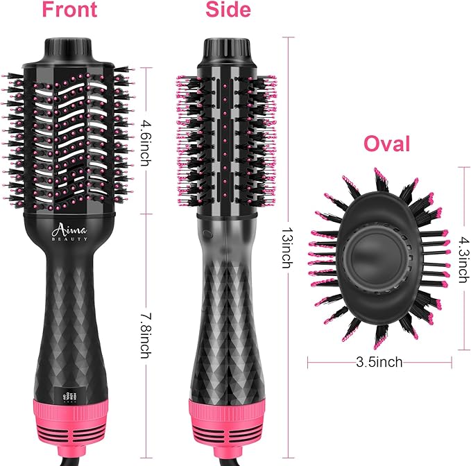 Aima Beauty One-Step Volumizer Hair Dryer Brush, 4-in-1 Upgrade Hot Air Brush for Less Frizz, More Shine, Oval Brush for Blowout, Black Red