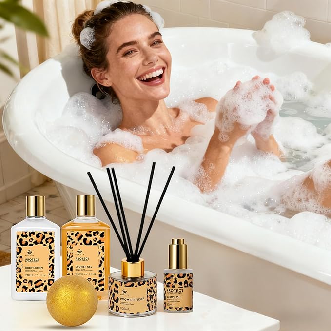 35 Pcs Christmas Gifts For Women, Honey & Almond Bath & Body Gift Basket, Face Skin Care Kit, Home Spa Gift Set, Self-Care Kit, Necklace, Bath Bomb, Birthday, Valentines, Mother Day, Anniversary