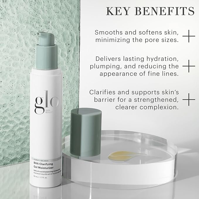 Glo Skin Beauty BHA Clarifying Gel Moisturizer – Oil Free Face Moisturizer for Acne-Prone & Oily Skin, With Salicylic Acid to Refine & Balance, Reducing the Appearance of Pores