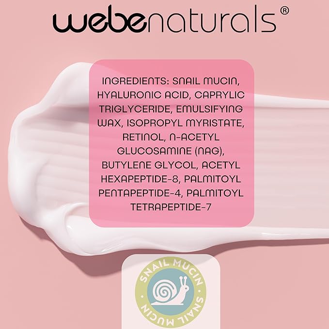 WEBE Hydration Snail Mucin Moisturizer – Advanced Anti-Aging Cream with Hyaluronic Acid, Retinol & Peptides | Deeply Hydrating, Firming & Rejuvenating Face Cream for Radiant, Healthy Skin
