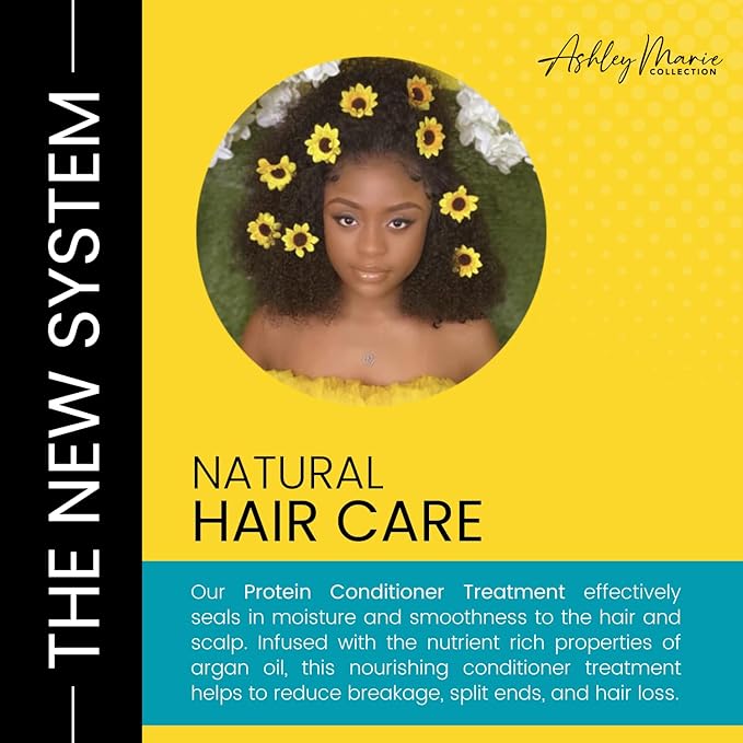 The Hair Diagram - Ashley Marie Protein Conditioner Treatment - Natural Strengthening Conditioner Enriched with Argan Oil & Hydrolyzed Wheat Protein - Color Safe - Paraben & Sulfate Free - 12oz