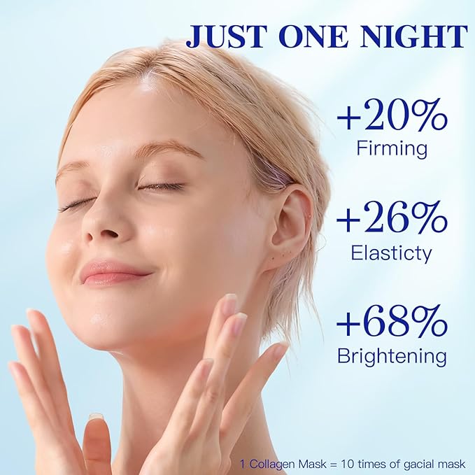 Deep Hydrolyzed Collagen Face Mask, 4 Pack - Age-Defying Sheet Mask with Peptides & Hyaluronic Acid, Restores Skin Elasticity & Firmness for Women