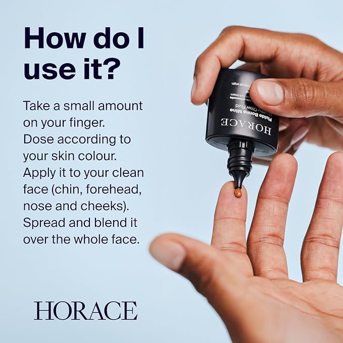 HORACE Healthy Glow Fluid for Men – Tinted Fluid Cream – Universal Shade for All Skin Types – 97% Organic & Natural Ingredients – No Parabens, Silicones, or Mineral Oils – 30 ml