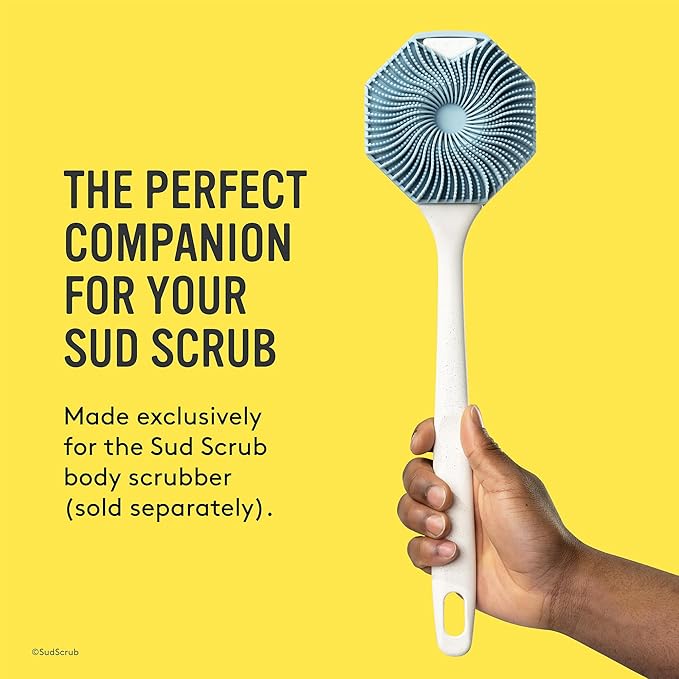 Sud Scrub® Extender Handle, Back Scrubber Attachment for Silicone Body Scrubber, Shower Scrubber for Body, Long Handled Scrub Brush for Shower, Back Brush for Shower (Speckled White)