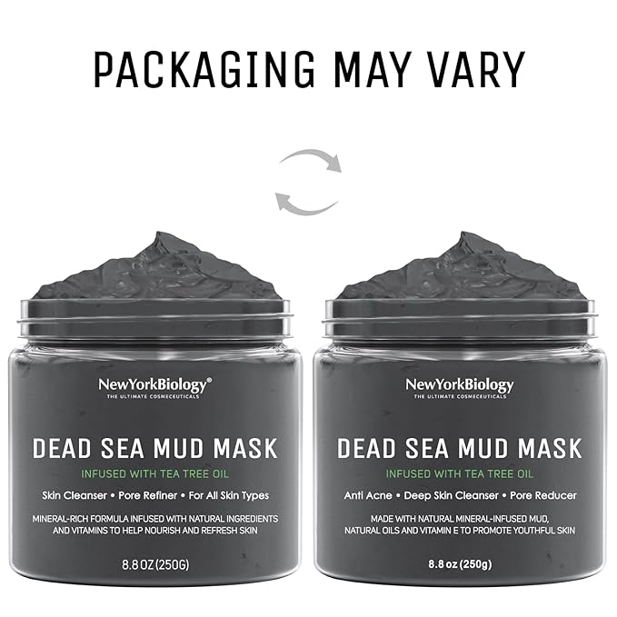 New York Biology Dead Sea Mud Mask for Face and Body | with Tea Tree | Spa Quality Pore Refiner for Oily Skin | Natural Skincare for Women & Men | Tighten Skin for A Healthier Complexion | 8.8 oz