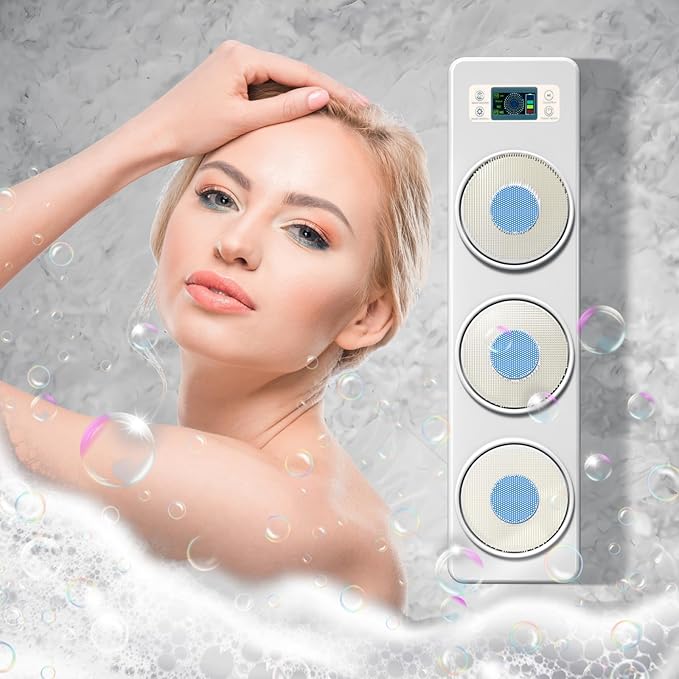 Wall Mounted Shower Back Scrubber, Electric Dry Brushing Body Bush with 3 Speed Adjustment and 3 Adjustable Levels, IPX7 Waterproof Shower Brush for Body with Intelligent Display Screen