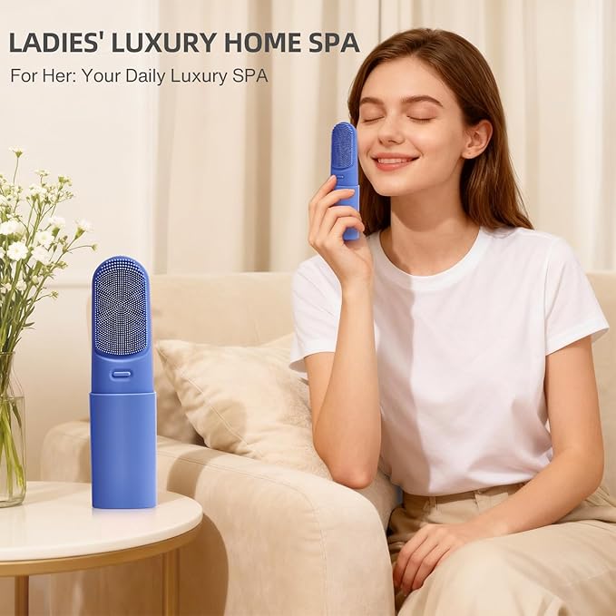 FACE Scrubber with Heated,3 Modes Waterproof Rechargeable Portable Travel Size Makeup Remover Cleansing, Exfoliating and Massaging Facial SCRUBBE for Women & Men(Deep Ocean Key Blue)