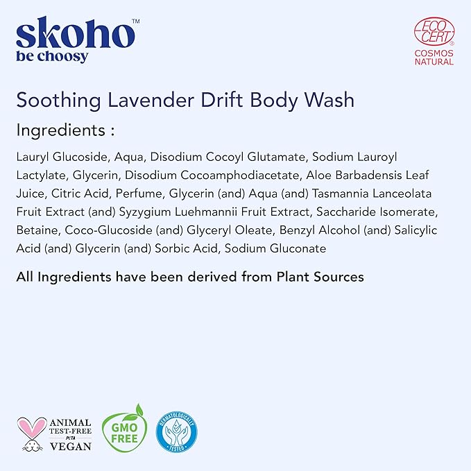 98.046% Natural Refreshing Bodywash | Gentle Cleansing & Moisturizing | COSMOS Certified with Aloe Vera & Super Berries | Paraben & Sulphate Free| 250 ml (Pack of 1)