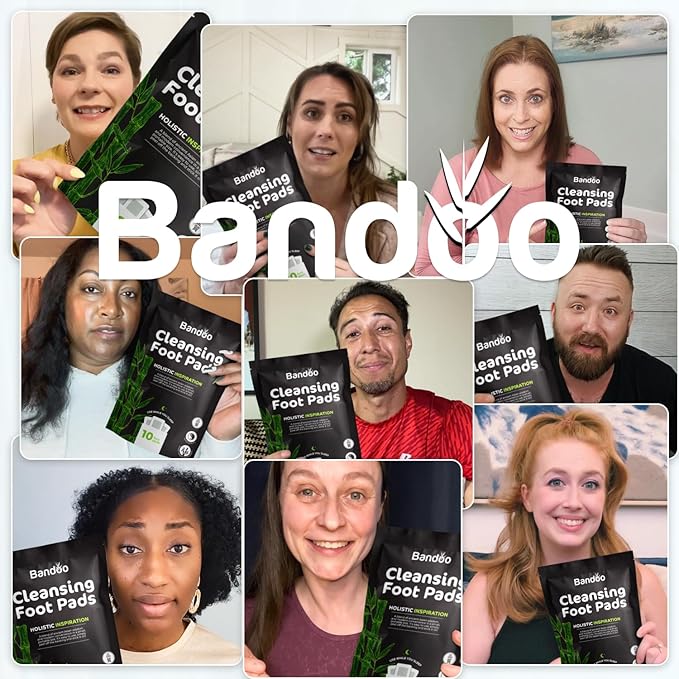 Bandoo Original Foot Pads | Premium Natural Foot Care Pads with Bamboo Vinegar & Tourmaline | Comfortable Overnight Foot Application | for Men & Women | 10 Pads