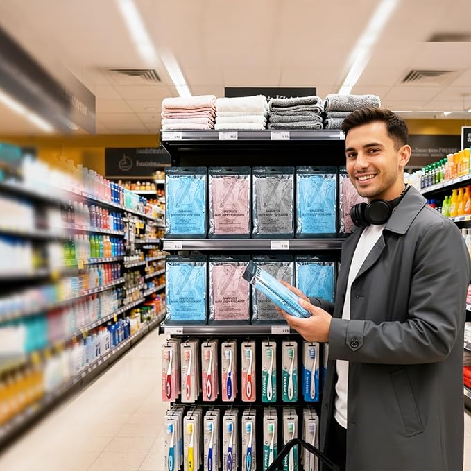 Inmorven Exfoliating Back Scrubber with Handles, Nylon Back Exfoliator, Two Sides Stretchable Pull Strap Shower Deep Cleans Skin Massages Invigorating Blood Circulation for Women Men Body (Dark Gray)