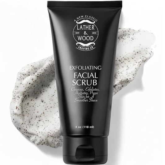 Best Face Wash for Men - Lather & Wood's Face Scrub - Luxurious Exfoliating Facial Wash for the Men. 4oz
