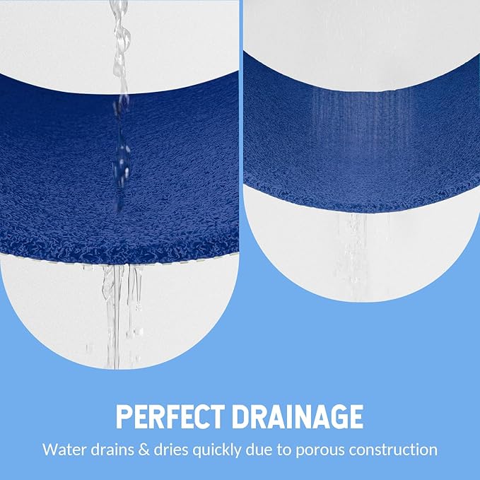 Non-Slip Bathtub Mat, Anti Slip Shower Mat, Fast Drying Bathtub Mats, Foot Scrubber Mat, Anti Slip Mat for Tub, Floor, Bathroom, Kitchen, Home, Hotel (Navy Blue 24"×16")