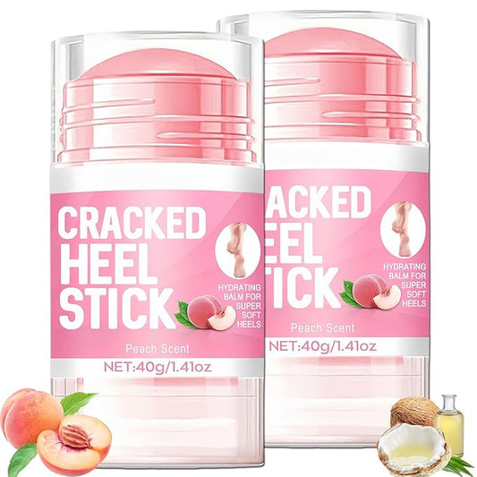 2Pcs Peach Extract Heel Balm Stick for Feet and Hands, Moisturizing Heel, Balmfor Dry Cracked Feet, Hydrating Stick for Foot & Hands, For Women & Men, Travel Size