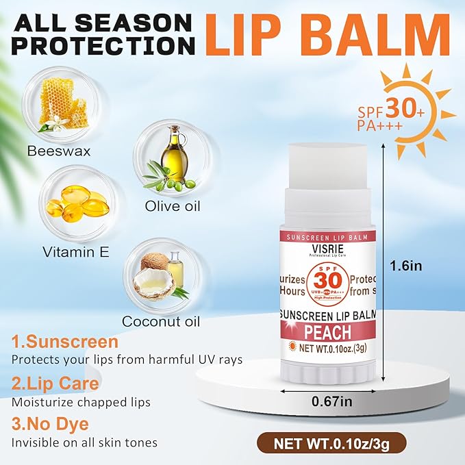 SPF 30 Mini Sunscreen Lip Balm, SPF Lip Balm Bulk 40 Count, Travel Sunscreen with Vitamin E and Coconut Oil- 10 Flavors