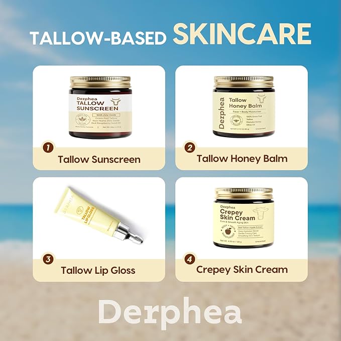 Crepey Skin Repair Treatment: Crepey Skin Repair Cream for Aging Skin with Pure Beef Tallow, Soluble Collagen & Apple Fruit - Advanced Crepe Fix Cream for Neck, Arms, Chest, Body - Unscented