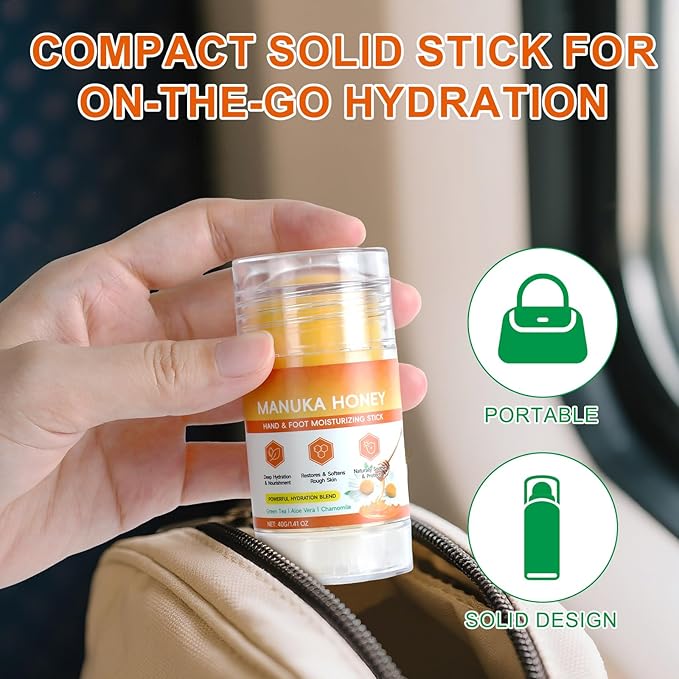 Manuka Honey Cracked Heel Treatment Balm Stick, Dry & Cracked Foot Repair for Intensively & Deeply Moisturizing & Hydrating, Soothing, with Shea Butter, Chamomile|1.41 Oz/40 G