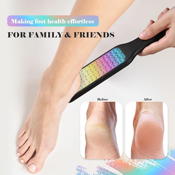 BALUCA Hard Skin Remover Foot File - Foot Callus Remover, Durable Foot Scrubber, Dead Skin Remover, Hygienic Pedicure Tool, Long Lasting Foot Buffer, Soft Smooth Feet, (Rainbow)