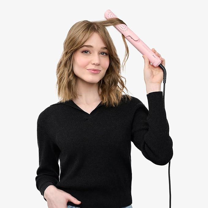 Wavytalk Airflow Styler Curling Iron, Cool Curl, 360° Cool Air Lock in Style for Lasting Curls, Reduces Damage, 2 in 1 Hair Straightener and Curler, 1.25 Inch, Anti-Scald for Short Long Hair, Purple