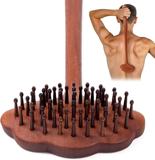 Wooden Back Scratcher, 16.34'' Long Handle Handmade Wood Brush Needle Effective in Relieving Itching, Rascador de Espalda, Backscratcher for Men and Women, Gift for Father, Husband, Elderly
