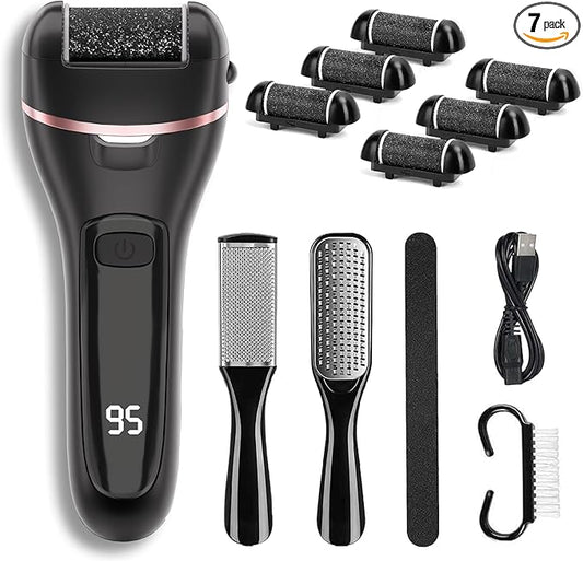 Electric Callus Remover for Feet with 6 Roller Heads 2 Speed Rechargeable Waterproof Foot File Pedicure Kit Foot Spa Products