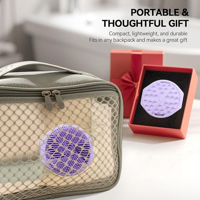 Dual-Sided Silicone Body Scrubber as Stocking Stuffers, Silicone Loofah for Shower Exfoliating Body Brush Scrubber for Men and Women for All Skin, Scalp Massager Lather Well＆Easy to Clean (Purple)