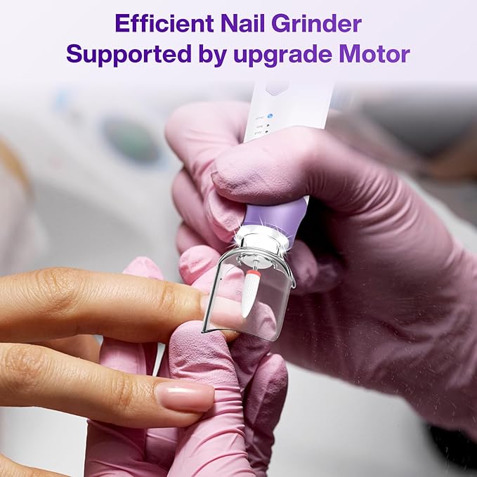 Professional Electric Nail Drill 2000mAH Portable Cordless Electric Nail File 10 in 1 Manicure Pedicure Kit ,5-Speeds Toe Nail Tools Hand Foot Care,Thick Toenail Grinder for Women Men Pets (Purple)