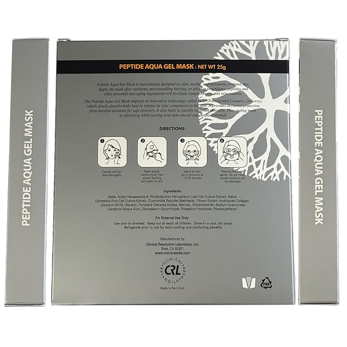 Clinical Resolution CRL Peptide Aqua Gel Mask 5 Pack, Instant Hydration, Soothing, Cooling, Healing, Post-Treatment, Post Microneedling, Reduce Redness and Stinging Feeling