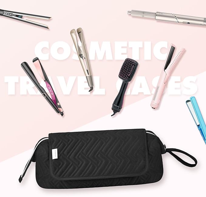 Leudes Hair Tools Travel Bag for Women Heat Resistant Mat for Travel Essentials Hot Tools Straighteners,Flat Irons,Curling Iron,Hot Air Brushes and Hair Dryer Organizer Bags 2 in 1(Black)