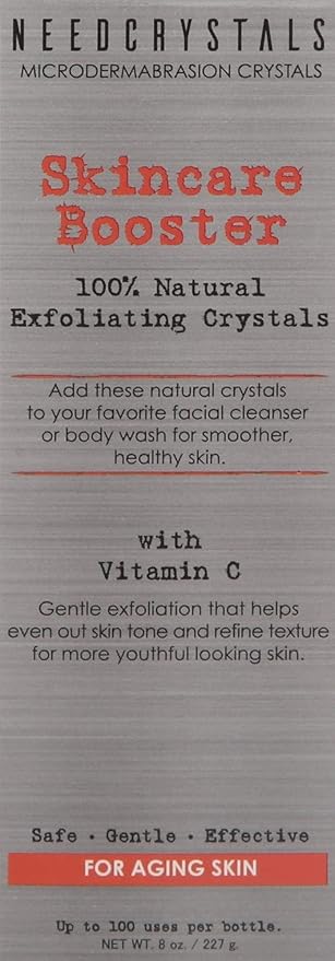 NeedCrystals Microdermabrasion Crystals, DIY Face Scrub with Vitamin C. Natural Facial Exfoliator for Dull or Dry Skin Improves Wrinkles, Anti-Aging, Skin Texture & Brightening. 8 oz